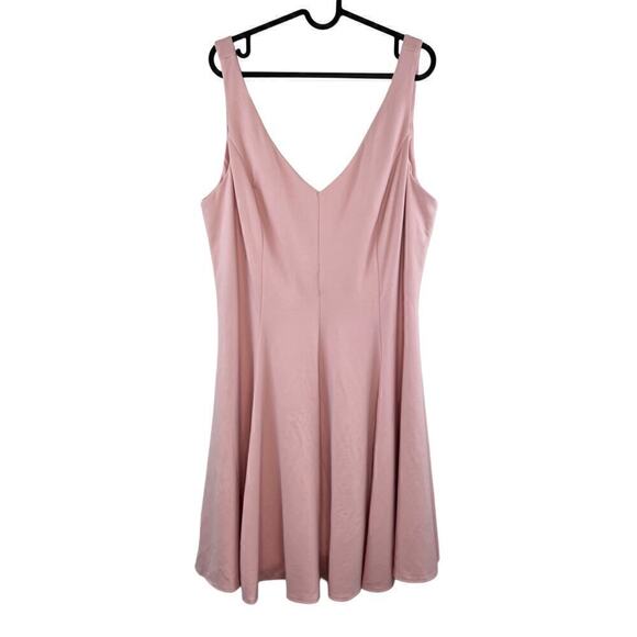 NWOT Amanda Uprichard x GB. Pink Sleeveless V Neck A Line Ponte Dress Size 1X - Picture 1 of 6